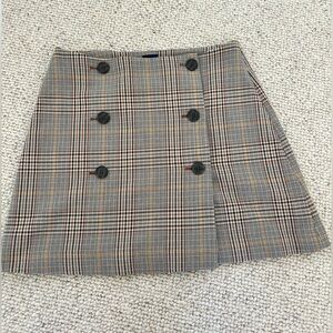 GAP Plaid Button-Front Mini Skirt - Brown Multi